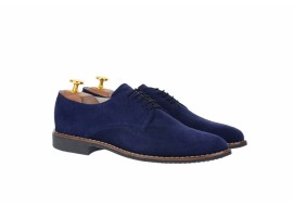 Pantofi barbati casual din piele naturala intoarsa bleumarin NIC184BLMVEL